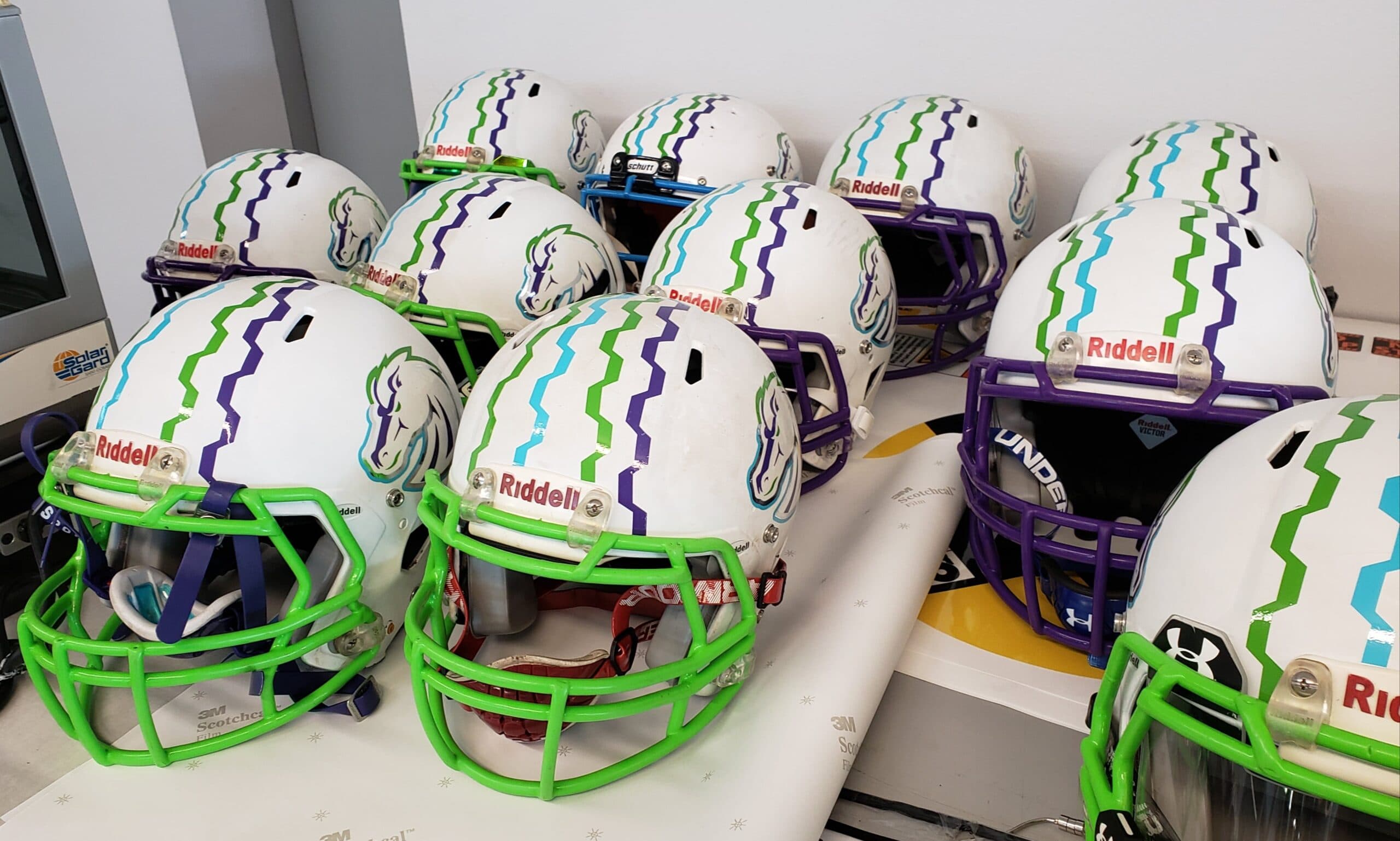 Custom football helmet decals by ATD Suncoast