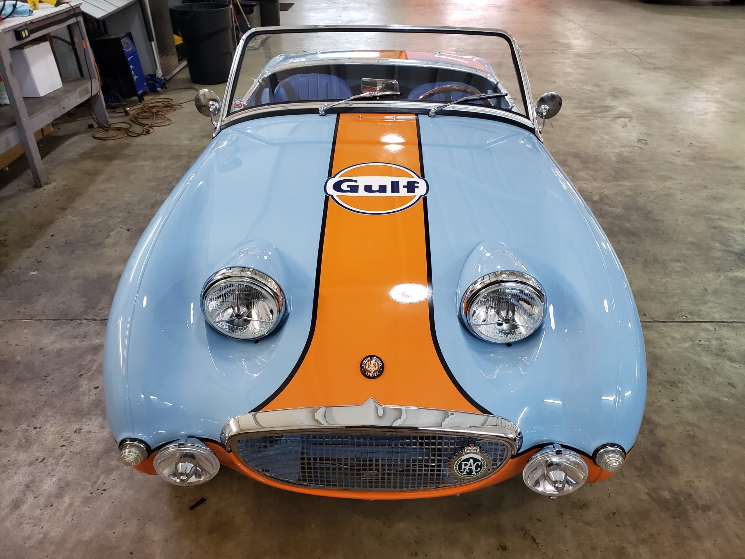 Gulf livery classic car front by ATD Suncoast