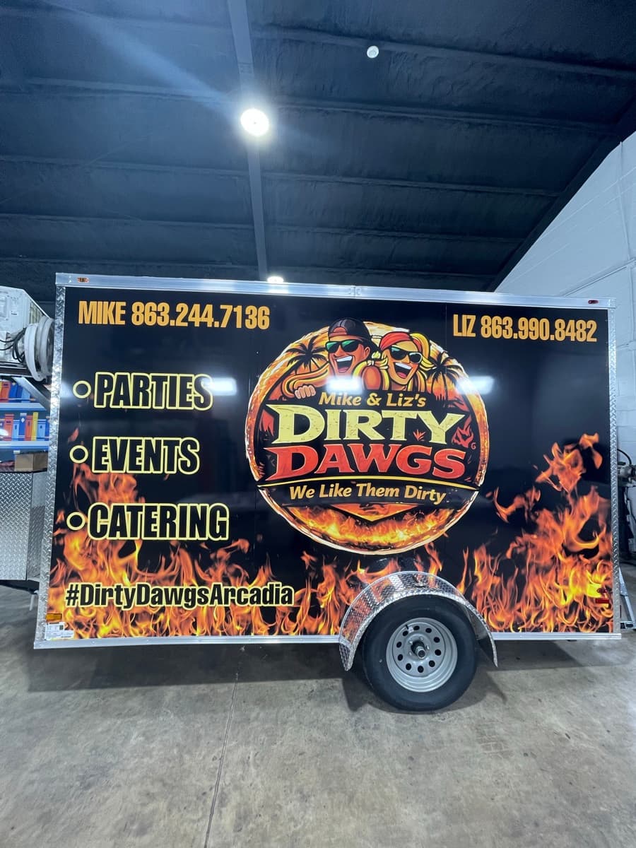 Vehicle wrap food trailer full wrap by Auto Trim Design Bradenton