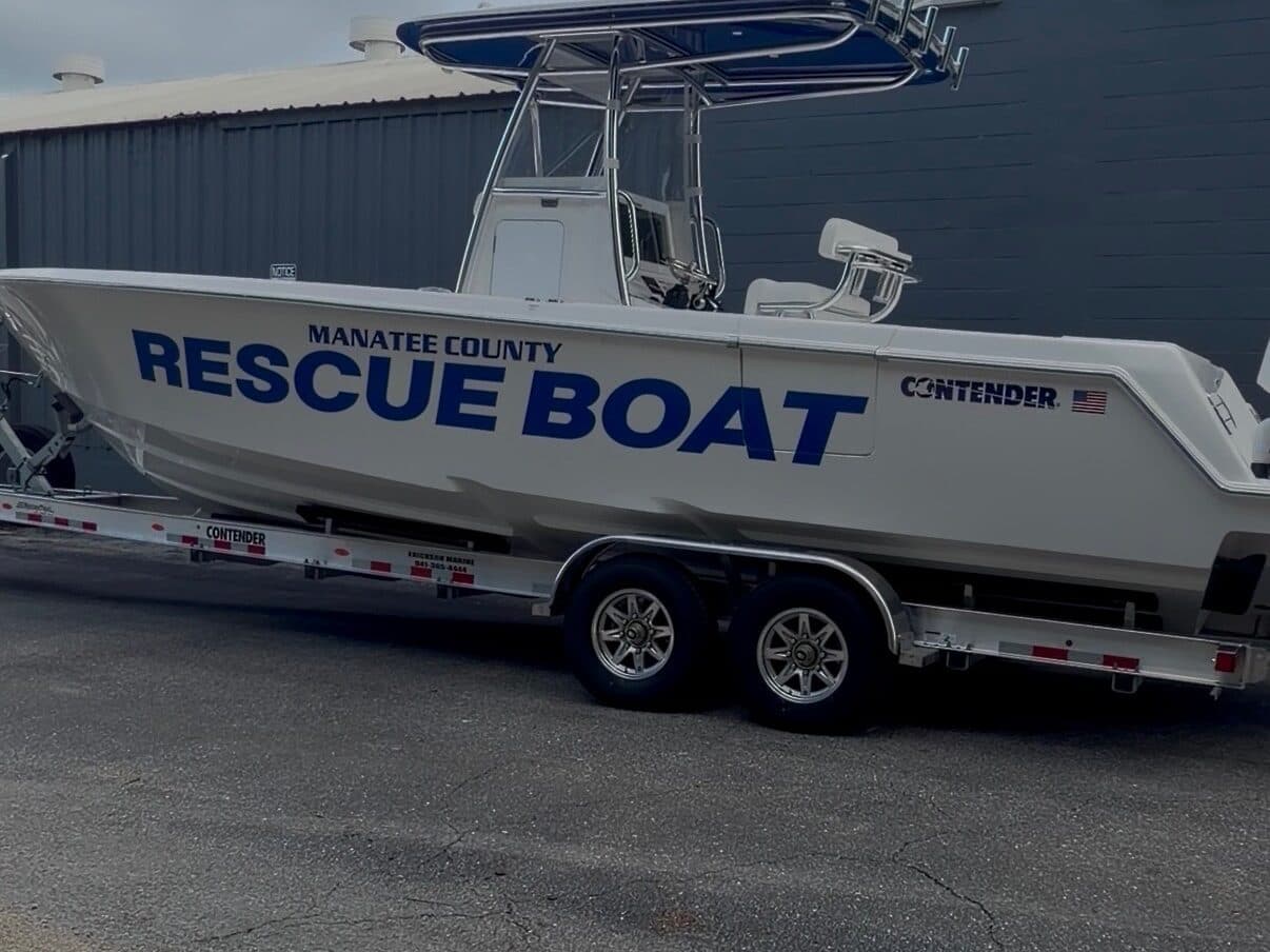 Manatee County Rescue Boat Contender lettering by ATD Suncoast