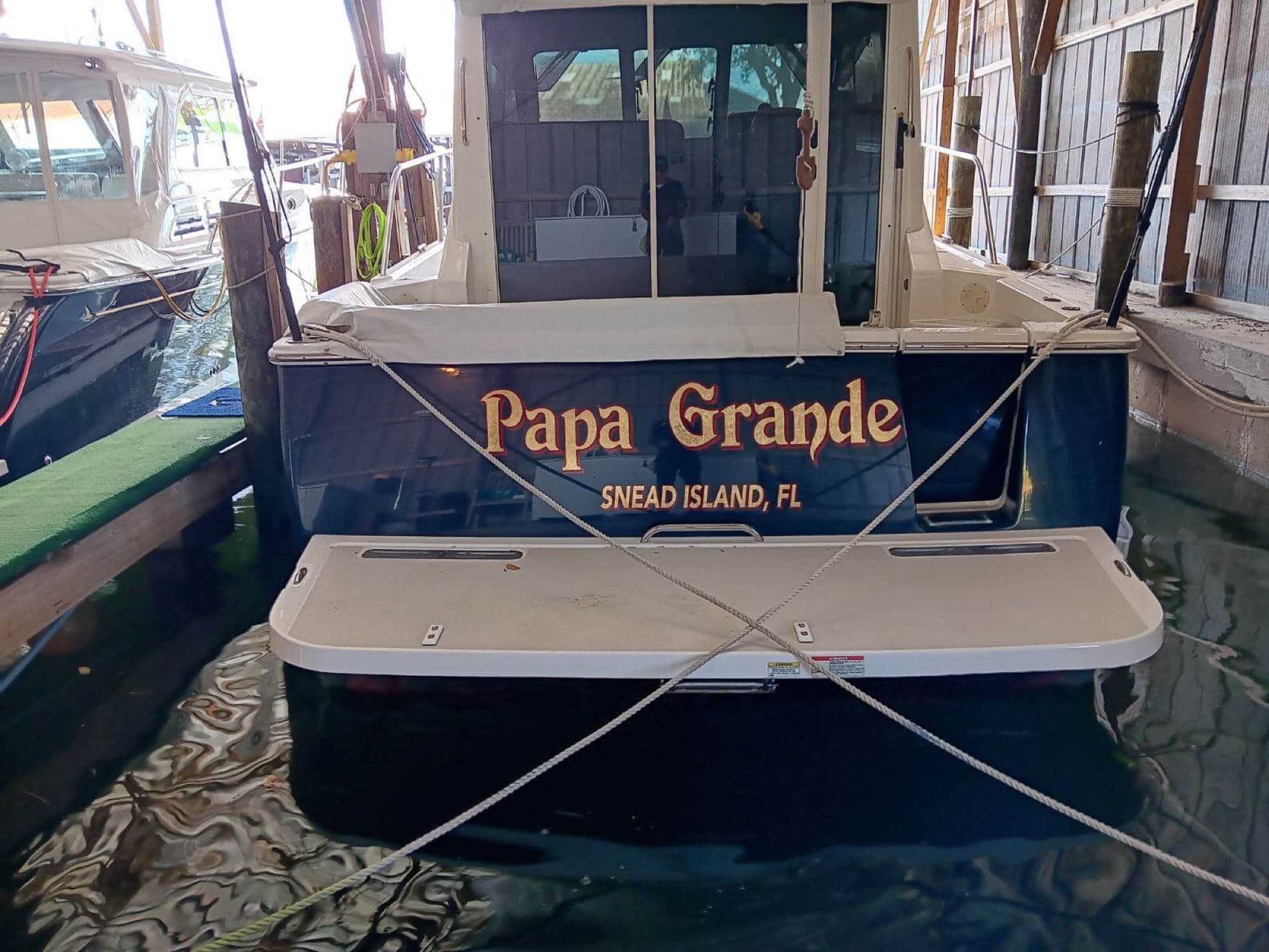 Papa Grande boat name lettering Snead Island FL by ATD Suncoast