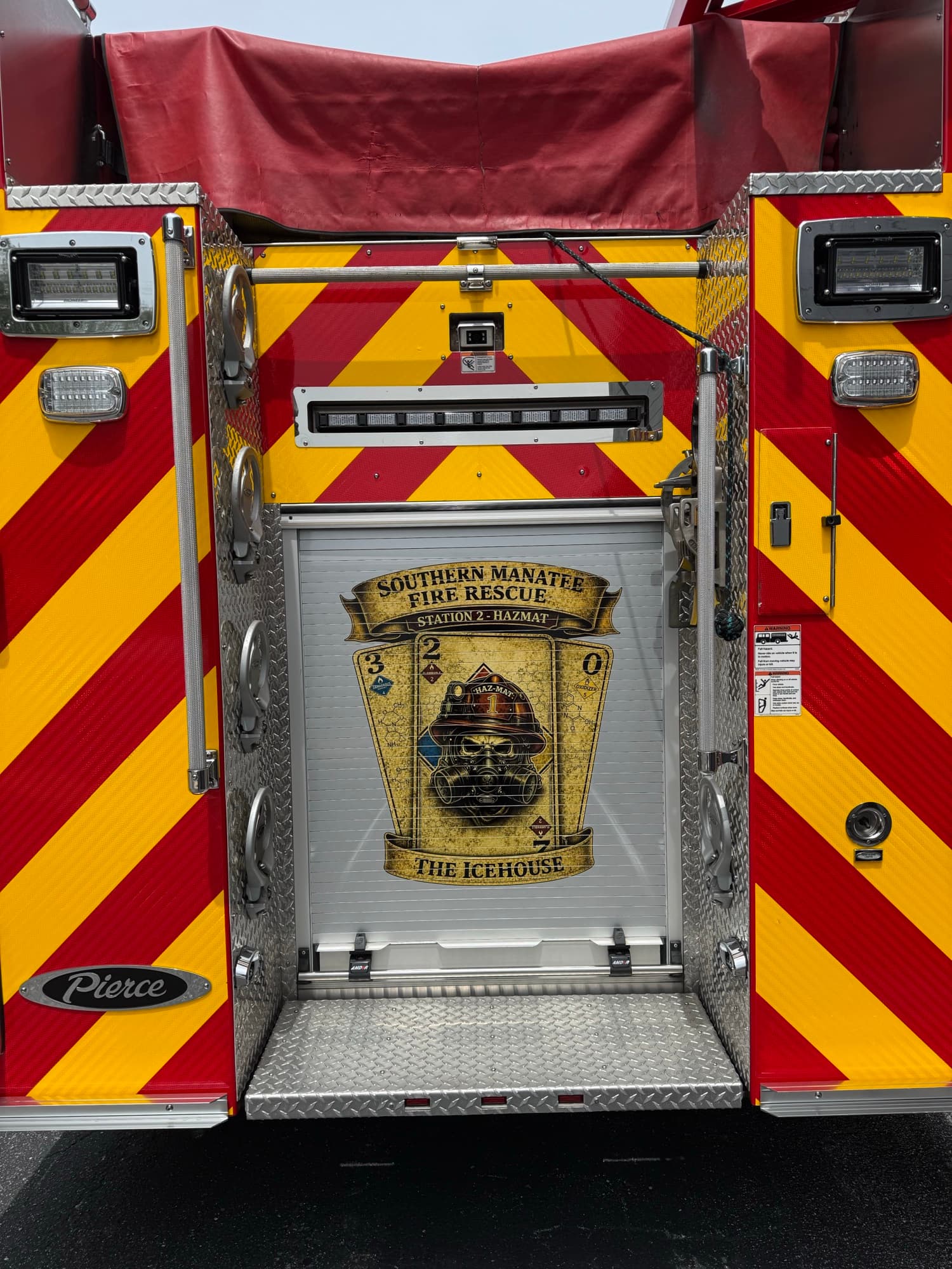 Southern Manatee Fire Rescue truck graphics with chevron striping by ATD