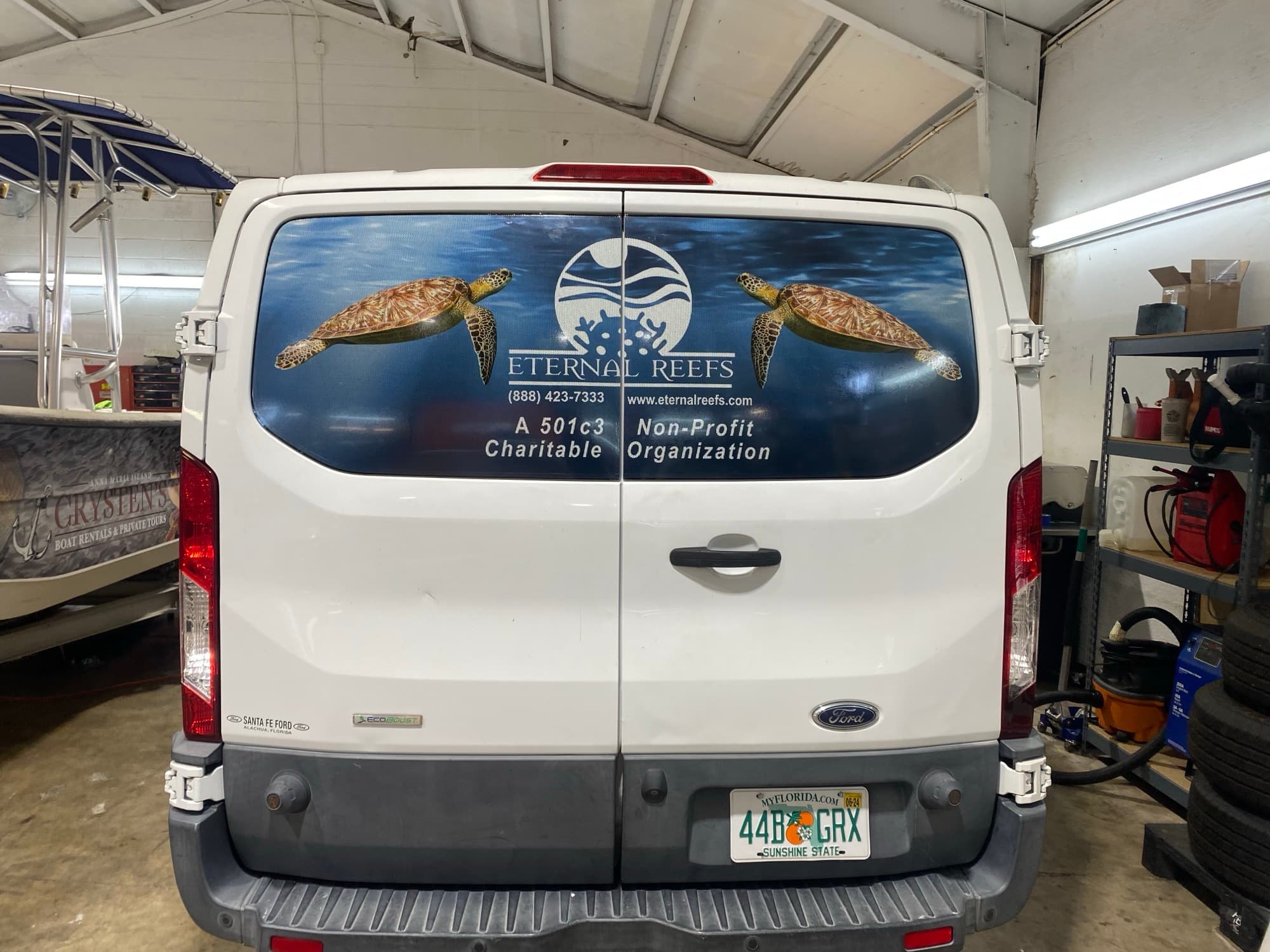 Eternal Reefs van rear window and door graphics by ATD Suncoast